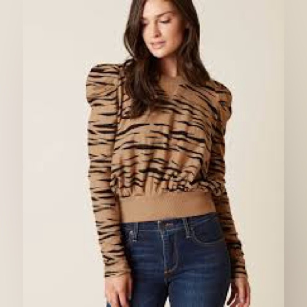 Free People Zaza Zebra Print Sweatshirt